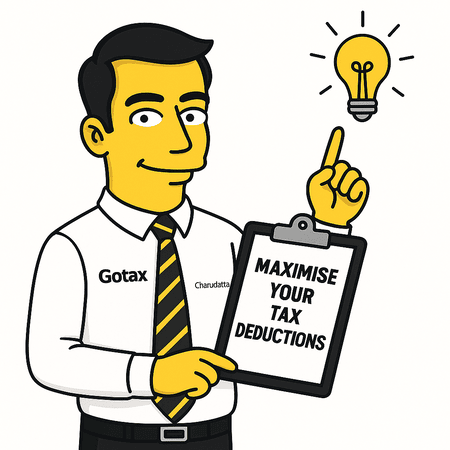 Worker sorting small receipts like pens and stationery for tax deductions